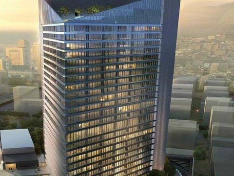 Glass facade tower